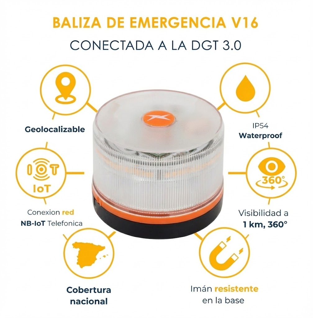 Baliza V16 Conectada DGT 3.0 – Homologada y Geolocalizable